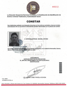 Carta No Antecedentes penales